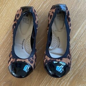 Time and Tru Brown Leopard Flats with Black Patent Toe